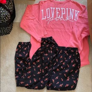 Vs pink varsity crew woven lightweight jogger lg